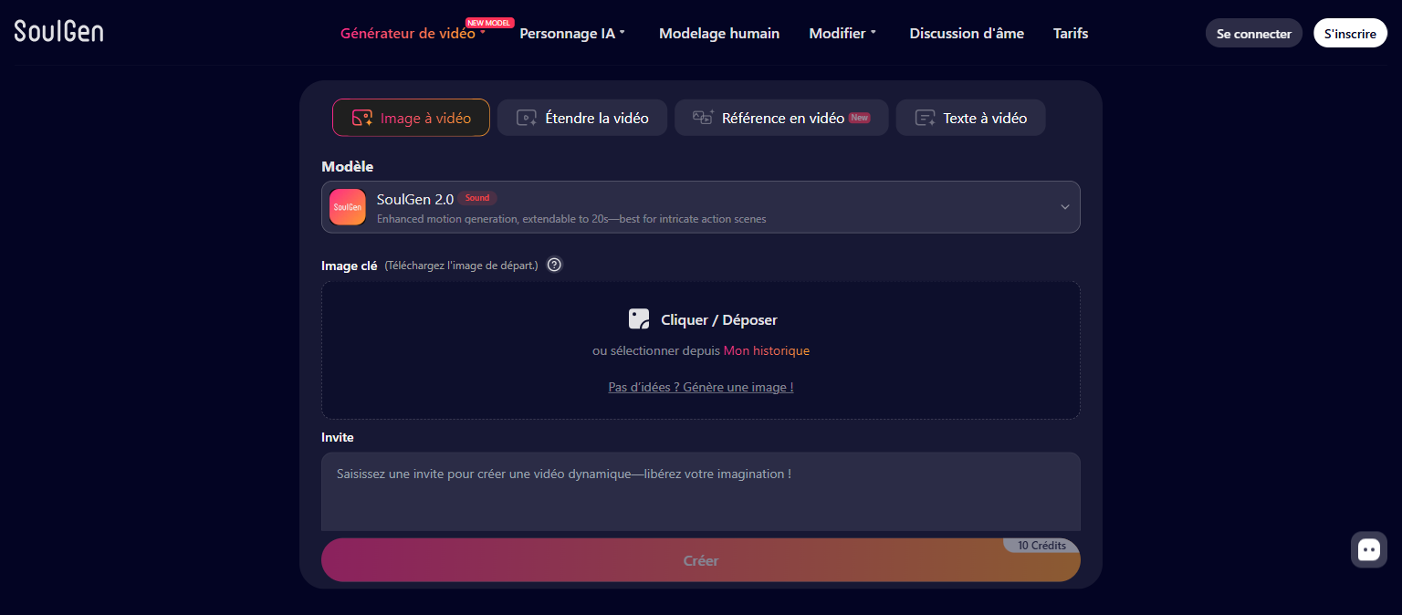 SoulGen video generator interface